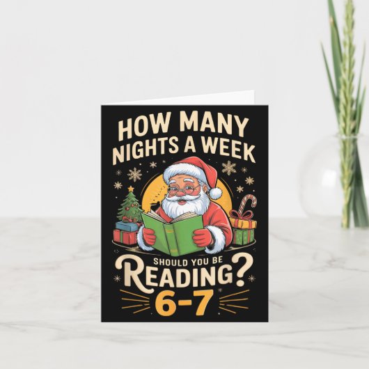 Carte Funny Santa lisant 67 Tee drôle de Noël Professeur (Devant)