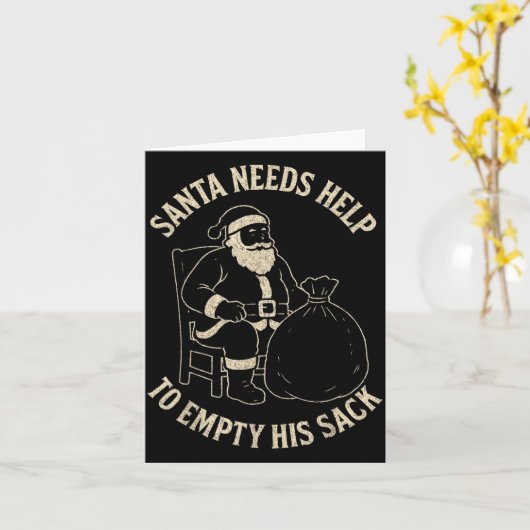 Carte Funny Santa Needs Help To Empty His Sack Adult Hum (Fleur jaune)