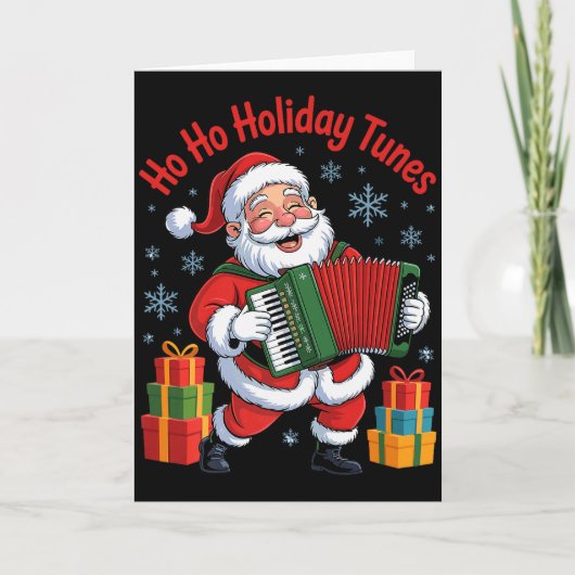 Carte Funny Santa Playing Accordion Holiday Chrismas Xma (Devant)