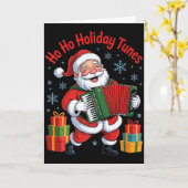 Carte Funny Santa Playing Accordion Holiday Chrismas Xma (Fleur jaune)