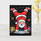 Carte Funny Santa Playing Gymnastics Holiday Christmas X (Fleur jaune)