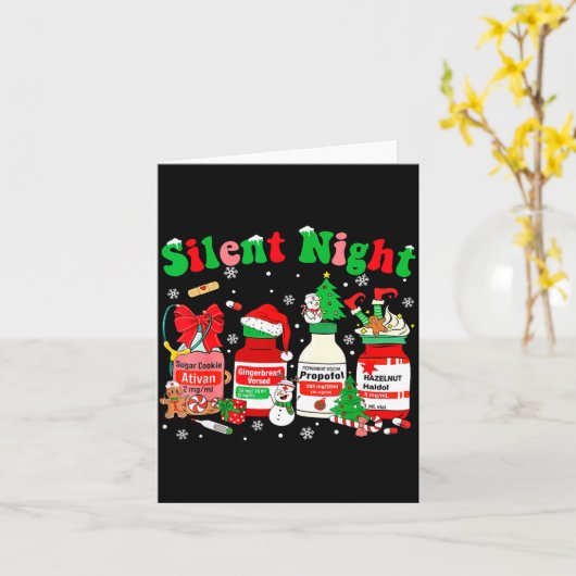 Carte Funny Santa Profol Silent Night Icu Nurses Merry C (Fleur jaune)