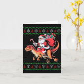 Carte Funny Santa Riding Dinosaur Animal Ugly Christmas (Fleur jaune)