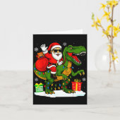 Carte Funny Santa Riding Dinosaur T Rex Christmas Santa (Fleur jaune)