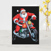 Carte Funny Santa Riding Motorcycle Holiday Christmas Xm (Fleur jaune)