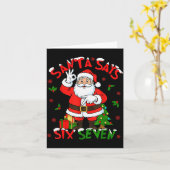 Carte Funny Santa Says Six Seven Christmas 67 Meme Xmas (Fleur jaune)