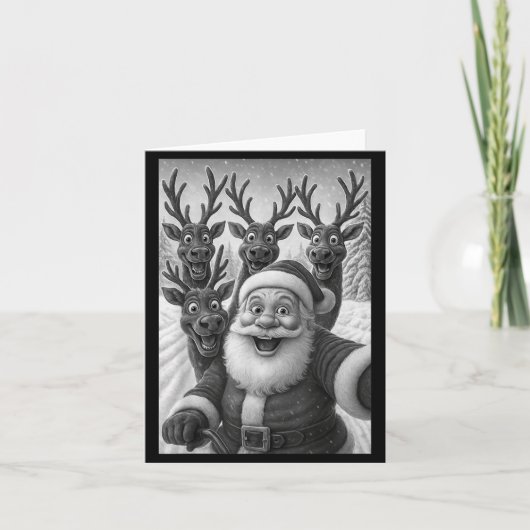 Carte Funny Santa Selfie With Reindeer Christmas (Devant)