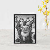 Carte Funny Santa Selfie With Reindeer Christmas (Fleur jaune)