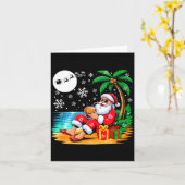 Carte Funny Santa Sungles Drinking Coconut On Beach Chri (Fleur jaune)