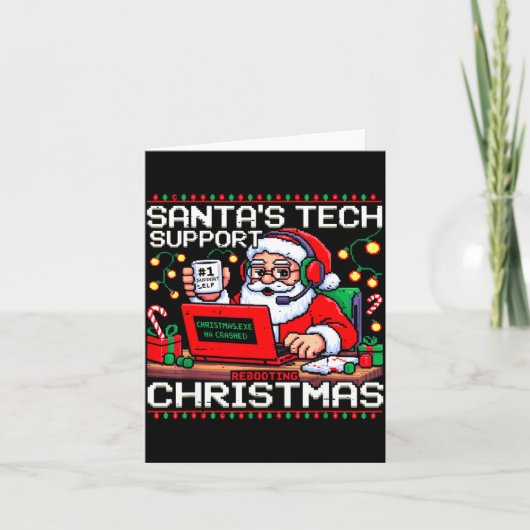 Carte Funny Santa's Tech Suprt Rebooting Christmas Ugly (Devant)