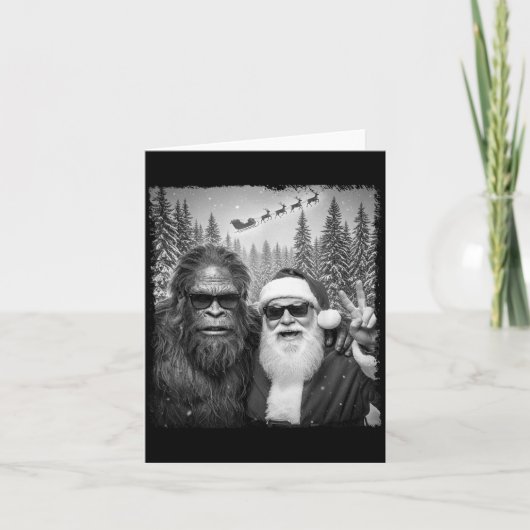 Carte Funny Sasquatch Meme Cool Selfie With Santa Christ (Devant)