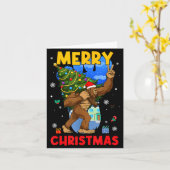 Carte Funny Sasquatch Santa Bigfoot Christmas Tree Xmas (Fleur jaune)