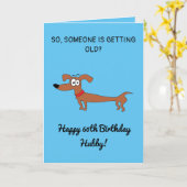 Carte Funny Sausage Chien Snarky Husband 60e anniversair (Fleur jaune)