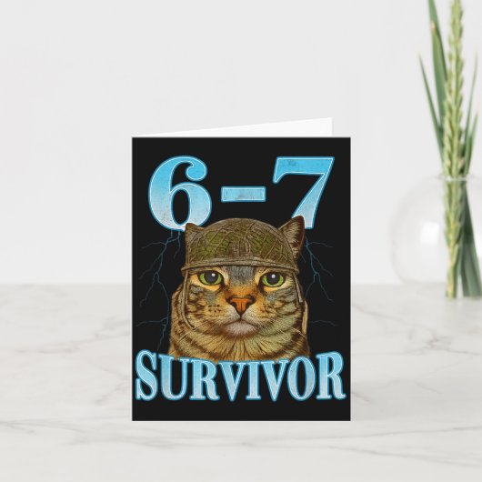Carte Funny Saying 67 Cats Tummy Ache Survivor Cat Meme (Devant)
