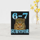 Carte Funny Saying 67 Cats Tummy Ache Survivor Cat Meme (Fleur jaune)