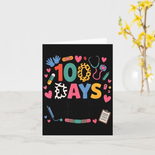 Carte Funny School Nurse 100 Days Patching Tiny Humans I (Fleur jaune)