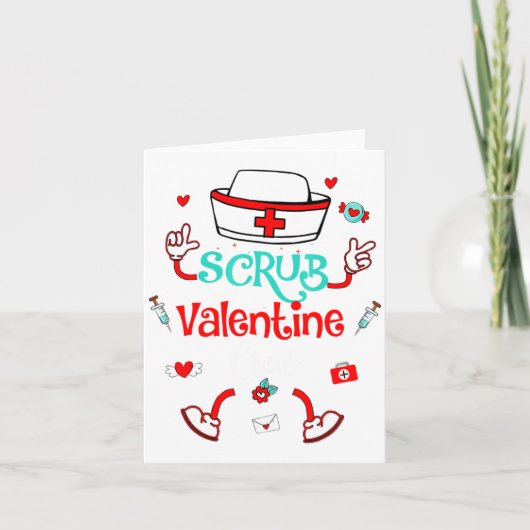 Carte Funny Scrub Valentines Day Nurse Crew Family Group (Devant)