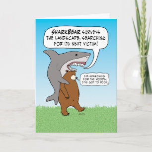 Carte Funny Shark and Bear Quest Anniversaire