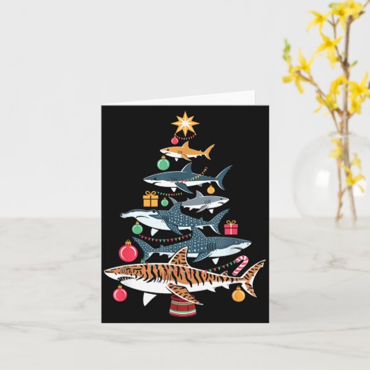 Carte Funny Shark Christmas Tree (Fleur jaune)