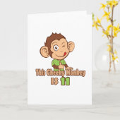 Carte Funny Singe 11 ans anniversaire (Fleur jaune)