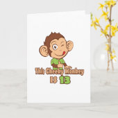 Carte Funny Singe 13 ans anniversaire (Fleur jaune)
