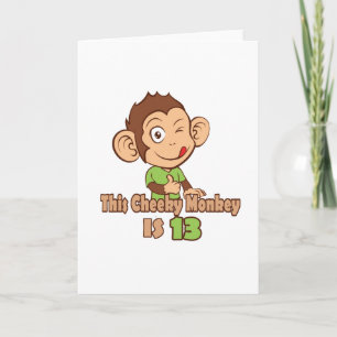 Carte Funny Singe 13 ans anniversaire