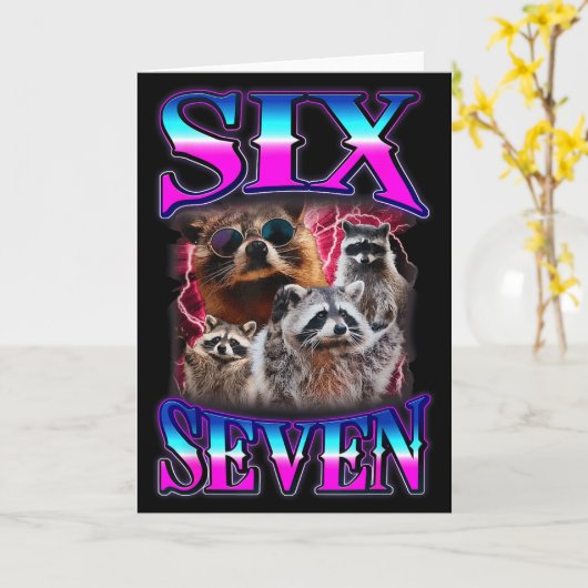 Carte Funny Six Seven 67 Meme 67 Racoon Meme Bootleg Gra (Fleur jaune)