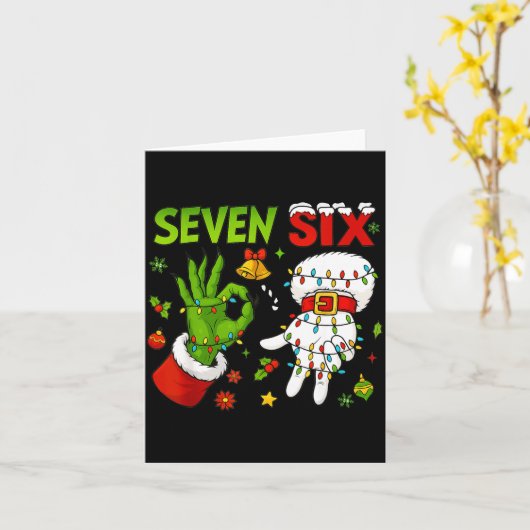 Carte Funny Six Seven 67 Meme 6 7 Christmas Elf Hand Boy (Fleur jaune)