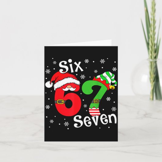 Carte Funny Six Seven 67 Meme 6 7 Elf Santa Christmas Pa (Devant)