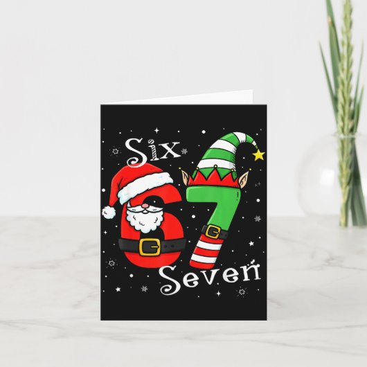 Carte Funny Six Seven 6 7 Meme Christmas Santa Elf Numbe (Devant)