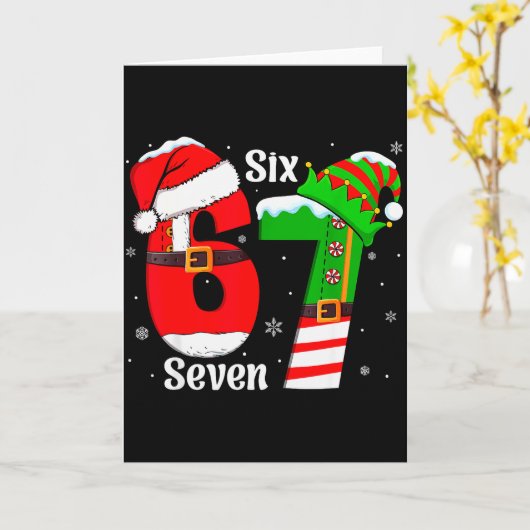 Carte Funny Six Seven 6 7 Meme Gen Alpha Slang Santa Elf (Fleur jaune)