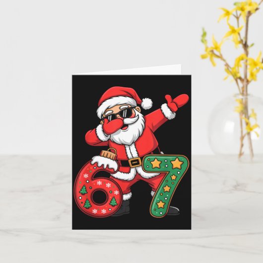 Carte Funny Six Seven 6 7 Meme Santa Dab Christmas Dabbi (Fleur jaune)