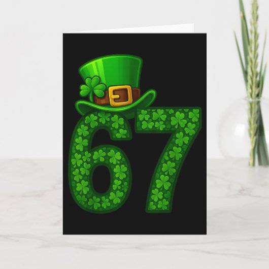 Carte Funny Six Seven Meme 67 St Patricks Day Shamrocks  (Devant)
