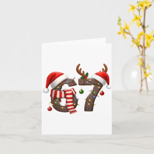 Carte Funny Six Seven Meme 6-7 Xmas 67 Christmas Lights  (Fleur jaune)