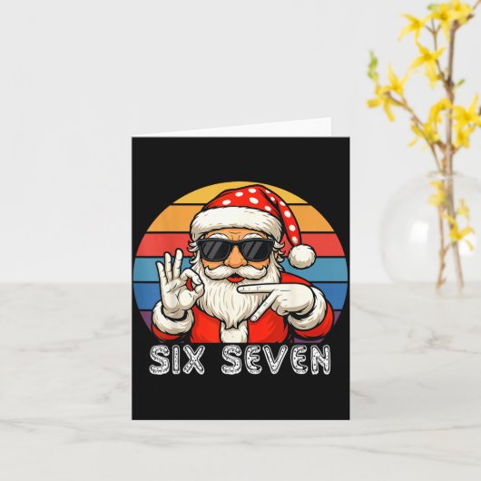 Carte Funny Six Seven Meme Christmas Cool Santa Saying 6 (Fleur jaune)