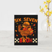 Carte Funny Six Seven Meme Turkey Kids Bruh, 67 Thanksgi (Fleur jaune)
