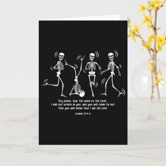 Carte Funny Skeleton Dancing Dry Bones Come Alive Hallow (Fleur jaune)