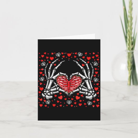Carte Funny Skeleton Hand Heart Valentines Day Bones Lov (Devant)