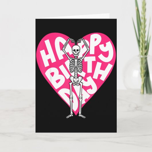 Carte Funny Skeleton Heart Valentine’s Day In Retro Birt (Devant)