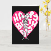 Carte Funny Skeleton Heart Valentine’s Day In Retro Birt (Fleur jaune)