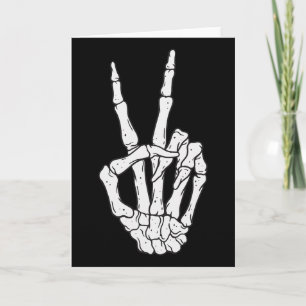 Carte Funny Skeleton Mains de paix Signal d'amour Hallow