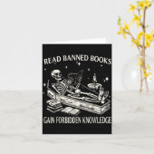 Carte Funny Skeleton Read Banned Books Gain Forbidden Kn (Fleur jaune)