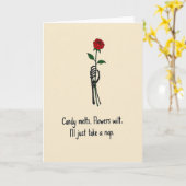 Carte Funny Skeleton Rose Nap Card (Fleur jaune)