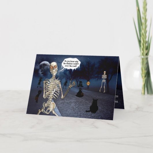 Carte Funny Skeleton Tells a Joke Halloween (Devant)