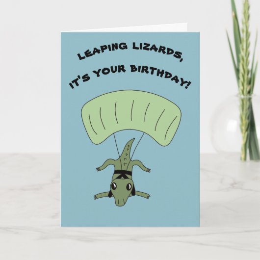 Carte Funny Skydiving Lizard message personnalisé Annive (Devant)