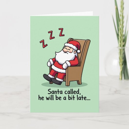 Carte Funny Sleeping Santa Claus Cartoon Christmas Card (Devant)
