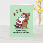Carte Funny Sleeping Santa Claus Cartoon Christmas Card (Fleur jaune)