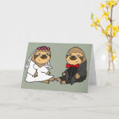 Carte Funny Sloth Mariée et Mariage de chambre (Fleur jaune)