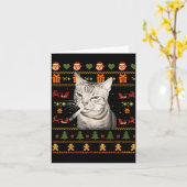 Carte Funny Smoking Cat Meme Christmas Ugly Sweaters For (Fleur jaune)