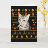 Carte Funny Smoking Cat Meme Christmas Ugly Sweaters For (Fleur jaune)